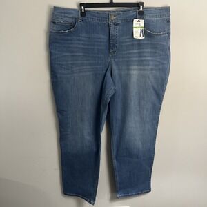 Terra & Sky Jeans Straight High Rise Tummy Control  26w Petite Stretch